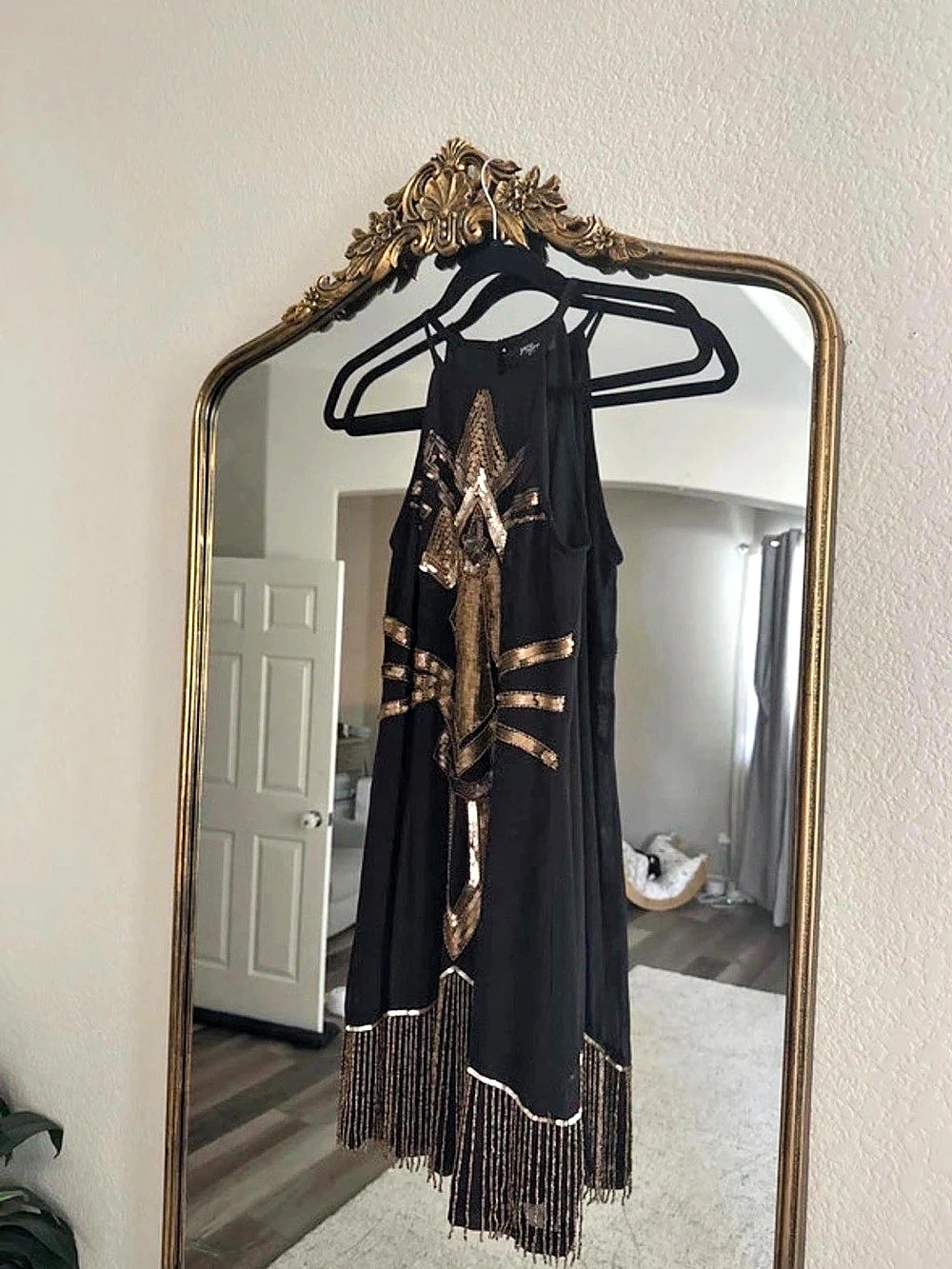 Jane Norman Black & Gold Embellished Midi Dress
